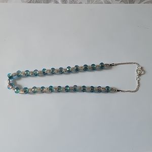 Glass Bead and Silver Swirl Necklace
